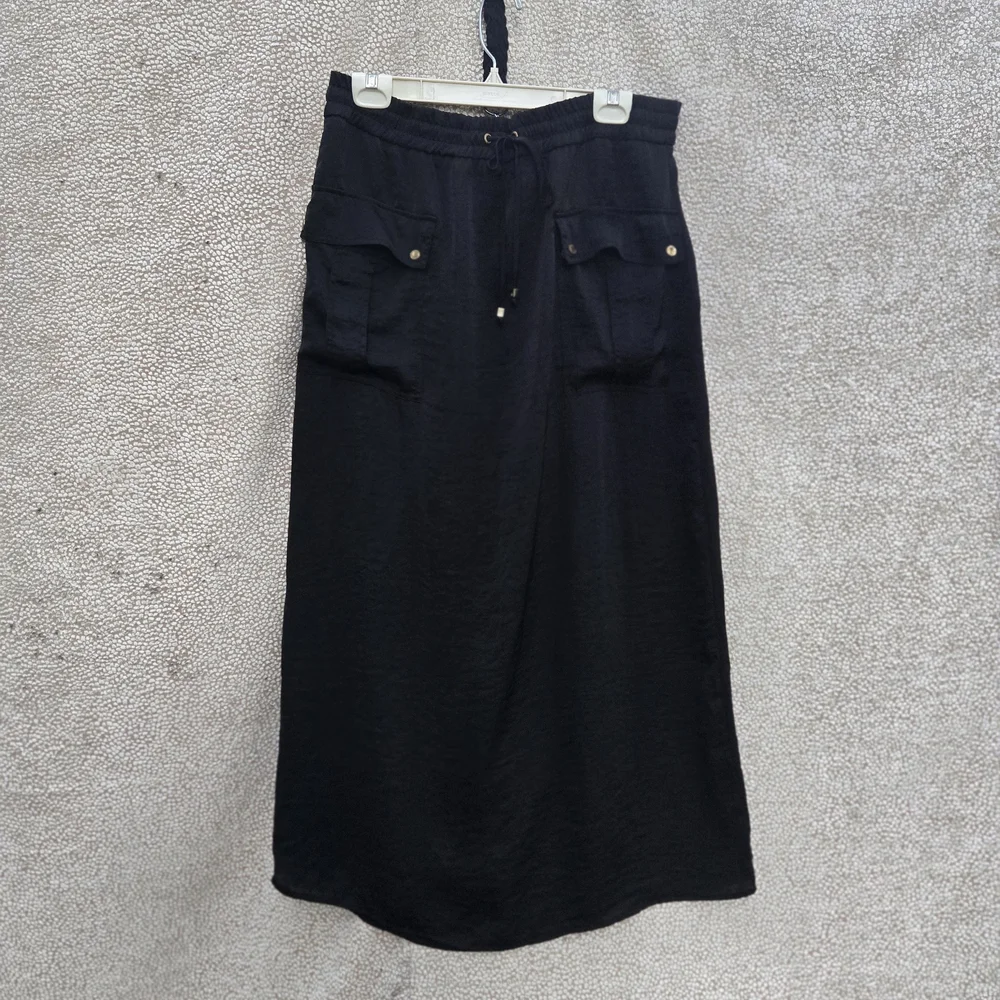 Michael Kors Black Drawstring‎ Maxi Skirt